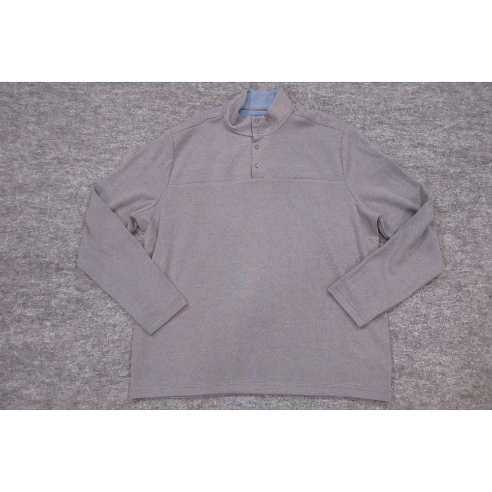 Johnnie O Pullover Mens 2XL Gray Snap Mock Neck World Baseball Logo